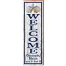 Welcome Ogunquit, Maine Triple Shells Vertical Latitude Longitude | Wall Art Print on Real Wood