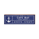 Cape May, New Jersey Wooden Welcome Sign w/ Anchor | Wall Art Print on Real Wood