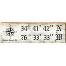 Compass White Latitude Longitude | Wall Art Print on Real Wood