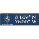 Compass Navy Latitude Longitude | Wall Art Print on Real Wood