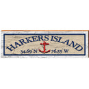 Harkers Island Anchor Tan Latitude Longitude | Wall Art Print on Real Wood