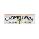 Carpinteria, California Palm Tree Wooden Sign | Wall Art Print on Real Wood