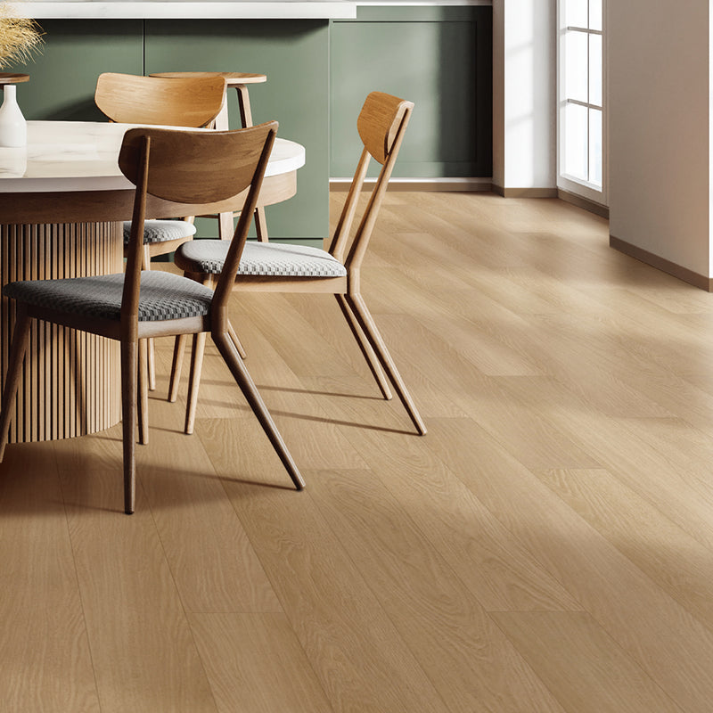 Navigation Walnut Oak EIR 12mm 6.41"x47.63" Uniclic HDF AC4 Waterproof Laminate Wood Flooring - Dekorman Collection chair floor view