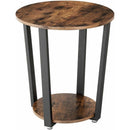 Farmhouse Rustic Round Side Table Nightstand End Table