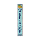 Welcome Dunedin Oranges Blue | Wall Art Print on Real Wood