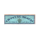 Crystal Beach Sea Turtle Blue Latitude Longitude | Wall Art Print on Real Wood