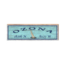 Ozona Sailboat Blue Latitude Longitude | Wall Art Print on Real Wood