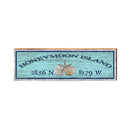 Honeymoon Island Triple Shells Blue Latitude Longitude | Wall Art Print on Real Wood