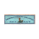 Honeymoon Island Mermaid Blue Latitude Longitude | Wall Art Print on Real Wood