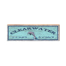 Clearwater Dolphin Blue Latitude Longitude | Wall Art Print on Real Wood