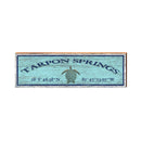 Tarpon Springs Sea Turtle Blue Latitude Longitude | Wall Art Print on Real Wood