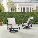 Pair of Black Aluminum Deep Seating Swivel Rocker Club Chairs with Cushions