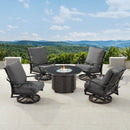 Black Aluminum Fire Table Set with Four Club Chairs