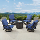 Black Aluminum Fire Table Set with Four Club Chairs