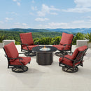 Black Aluminum Fire Table Set with Four Club Chairs