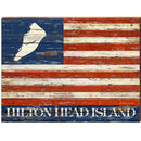 Hilton Head Island Shape American Flag   | Wall Art Print on Real Wood