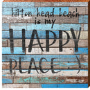 Hilton Head Beach, South Carolina Happy Place Phrase Wooden Sign | Wall Art Print on Real Wood