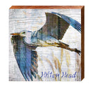 Hilton Head Watercolor Blue Heron | Wall Art Print on Real Wood