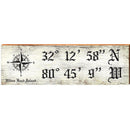 Hilton Head Island Compass White Latitude Longitude   | Wall Art Print on Real Wood