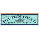 Hilton Head Blue Crab Green Latitude Longitude   | Wall Art Print on Real Wood