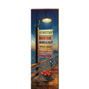 Georgetown Night Pier Directional | Wall Art Print on Real Wood