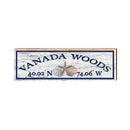 Vanada Woods, New Jersey Seashells Wooden Sign | Wall Art Print on Real Wood