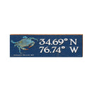 Atlantic Beach Blue Crab Navy Latitude Longitude | Real Wood Art Print