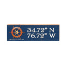 Morehead City Ship Wheel Navy Latitude Longitude | Real Wood Art Print