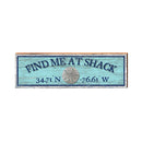 Find Me At Shack Sand Dollar Blue Latitude Longitude | Real Wood Art Print