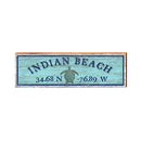 Indian Beach Sea Turtle Blue Latitude Longitude | Real Wood Art Print