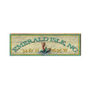 Emerald Isle Mermaid Teal/White Latitude Longitude | Real Wood Art Print
