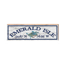 Emerald Isle Blue Crab White Latitude Longitude | Real Wood Art Print