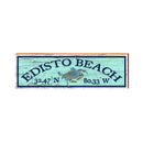 Edisto Beach Blue Crab Green Latitude Longitude | Real Wall Art Print | Wall Art Print on Real Wood