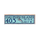 Dauphin Island House Number Marlin Blue Latitude Longitude | Wall Art Print on Real Wood