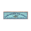 Dauphin Island Blue Crab Blue Latitude Longitude | Wall Art Print on Real Wood