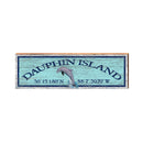 Dauphin Island Dolphin Blue Latitude Longitude | Wall Art Print on Real Wood