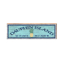 Dauphin Island Pineapple Blue Latitude Longitude | Wall Art Print on Real Wood