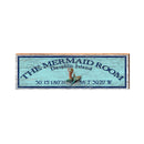 The Mermaid Room Dauphin Island Mermaid Blue Latitude Longitude | Wall Art Print on Real Wood