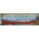Welcome to the River Red Canoe | Wall Art Print on Real Wood