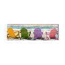 Rhode Island Colorful Adirondack Chairs | Wall Art Print on Real Wood