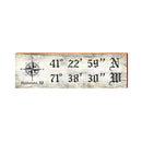 Charlestown, RI Compass White Latitude Longitude | Wall Art Print on Real Wood