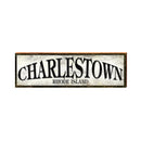 Charlestown Rhode Island White Sign | Wall Art Print on Real Wood