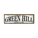 Green Hill Rhode Island White Sign | Wall Art Print on Real Wood