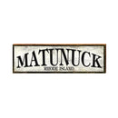 Matunuck Rhode Island White Sign | Wall Art Print on Real Wood