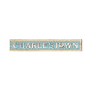 Charlestown Coastal Blue Sign | Wall Art Print on Real Wood