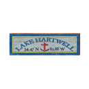 Lake Hartwell Anchor Blue/Yellow Latitude Longitude | Real Wood Art Print