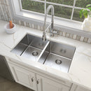 Double Bowl Handcrafted 32"x19" 50/50 16 Gauge Stainless Steel Sink - MSI Collection
