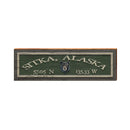 Sitka, Alaska w/ Bear Wooden Sign | Wall Art Print on Real Wood | Lodge Green