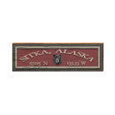 Sitka, Alaska w/ Bear Wooden Sign | Wall Art Print on Real Wood | Lodge Red