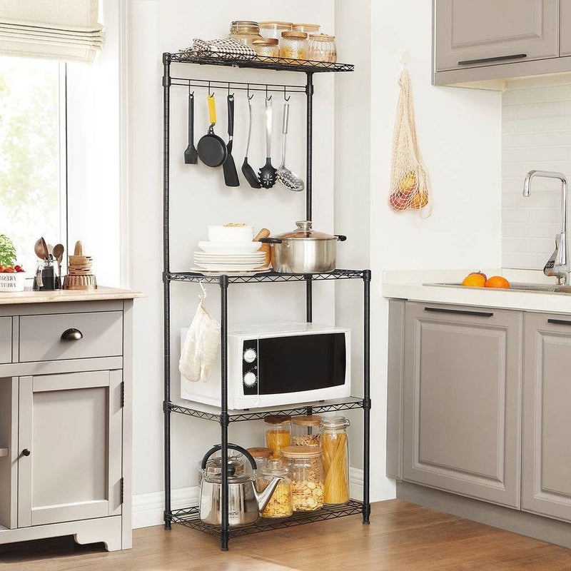 plant stand bakers rack Heavy Duty Black Metal Kitchen Dining Bakers Rack Microwave Stand Plan